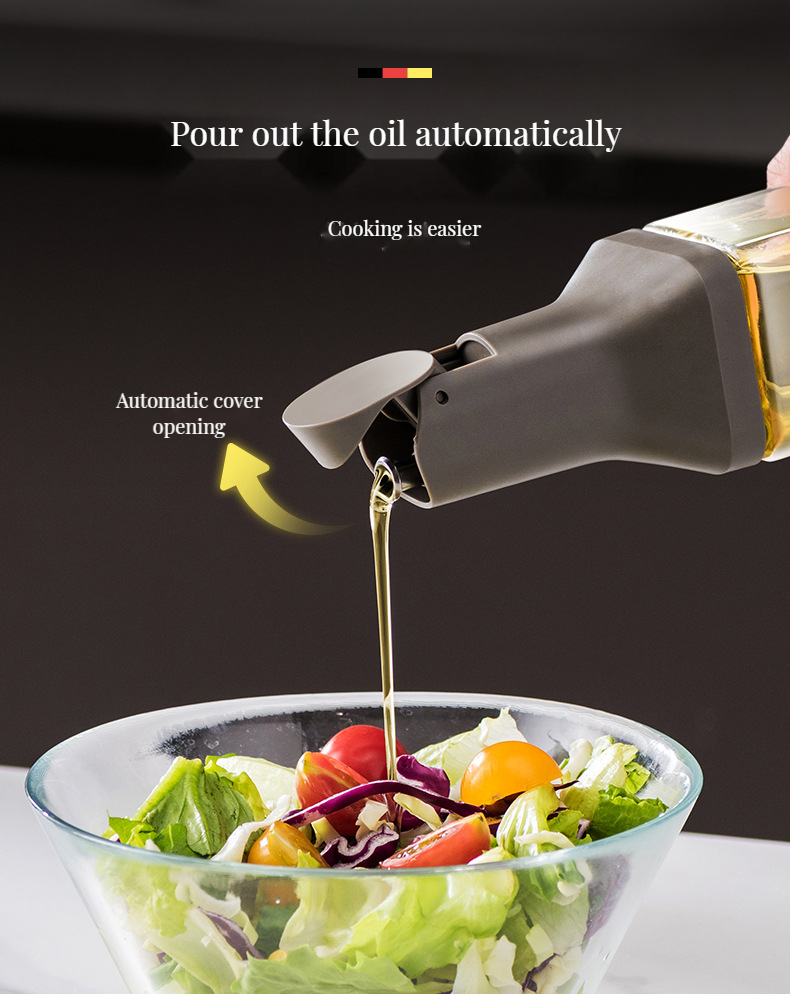 500ml Capacity Glass Kitchen Oil and Vinegar Bottle with Stylish Leak-Proof Dispenser