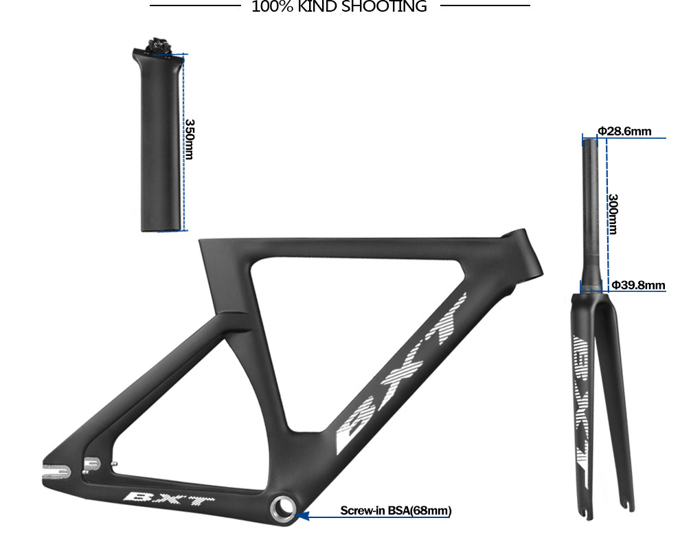 700C Fixed Gear Carbon Track Bike Frame With Fork Max 25C Tire