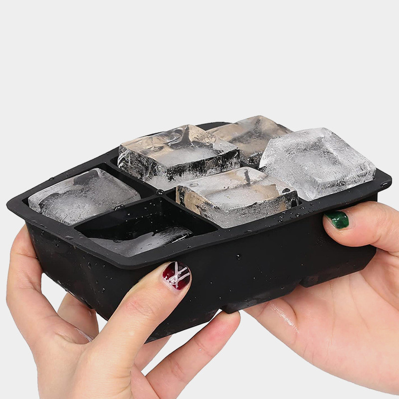 Ice Cube Tray, Large Ice Cube Moulds For Easy Release, Silicone Ice Cube Tray With Lid For Freeze, Stackable Square Ice Tray For Cocktails Whiskey