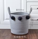 3pcs Set Pompom Decoration Baby Gift Hamper Cotton Rope Round Woven Laundry
