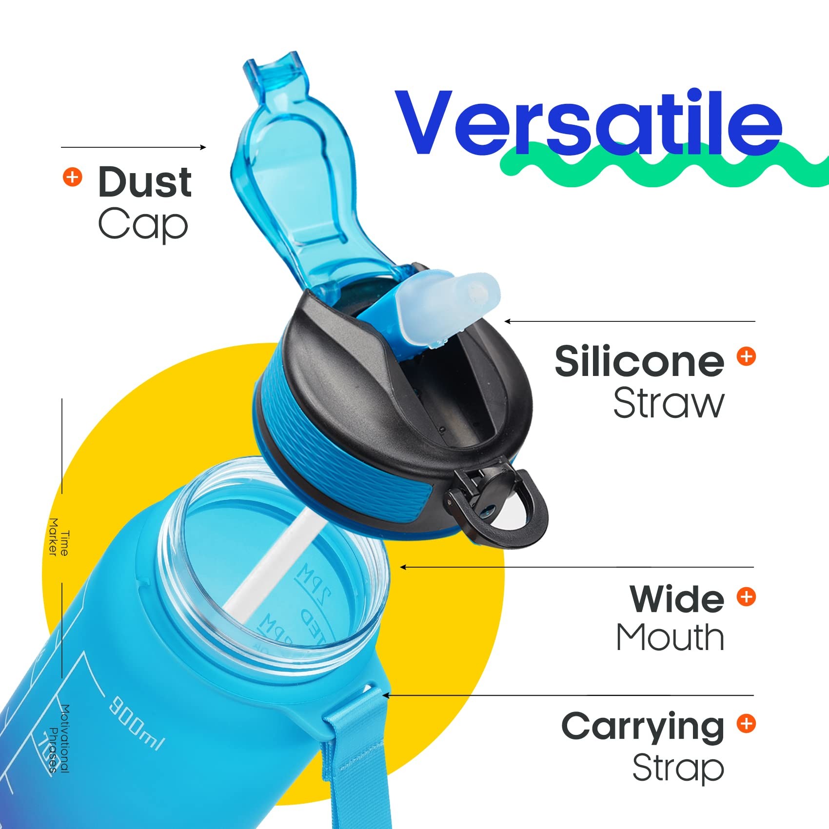 Customized 32oz Large Leakproof BPA Free Drinking Bottle Motivational Time Marker Water Bottle With Straw To For Fitness And Outdoor Enthusiasts