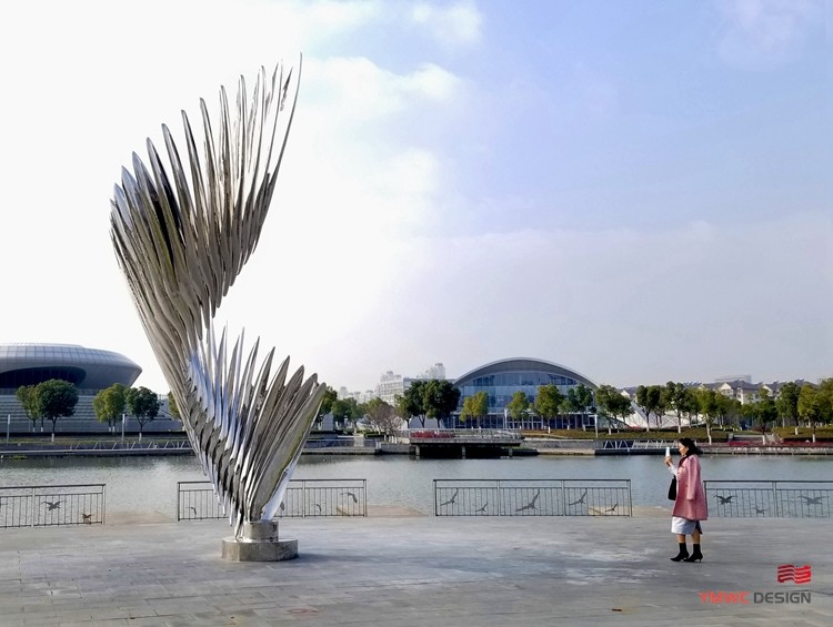 Custom Printing Large Stainless Steel Wing Sculpture for Artistic Installation Theme