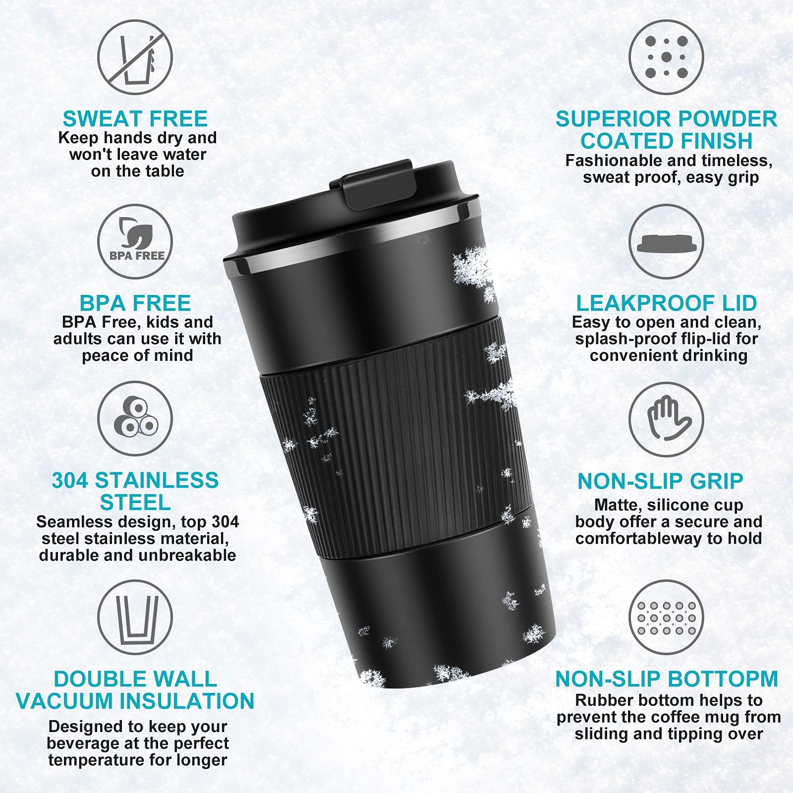 17oz Travel Coffee Mug Insulated Coffee Cups With Leakproof Lid Vacuum Stainless Steel Double Walled Thermal Car Coffee Tumbler Reusable