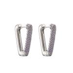 Rhinestone Sterling Silver Huggie Earrings Clip Diamond Letter V Earring