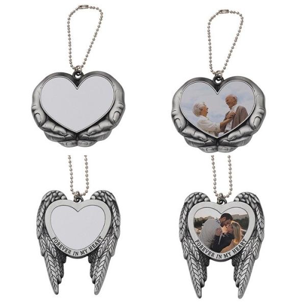 Sublimation Angel Wing Blank Car Hanging Ornament Pendant Love Heart Shaped