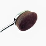 Silver Oval Makeup Brush Set Full Face Synthetic Bristle Plastic Handle