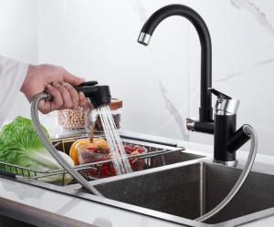 Quality Hydroelectric Brass Rotating Pull Out Sink Mixer Tap with sprayer wholesale