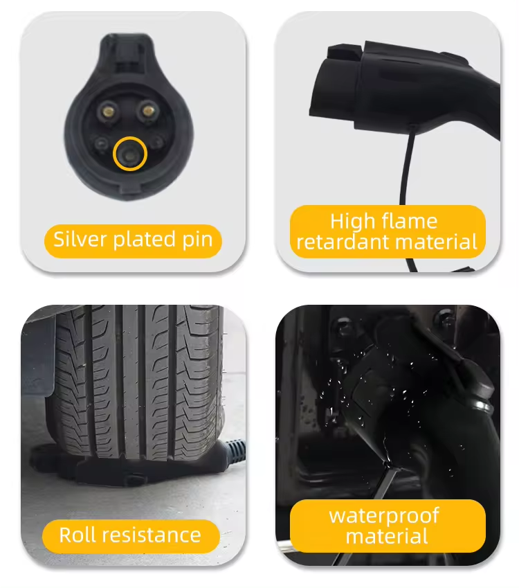 16 Amp EV Charger for Type1 Electric Vehicles 220V-250V Portable Switchable Plug CE Certificate