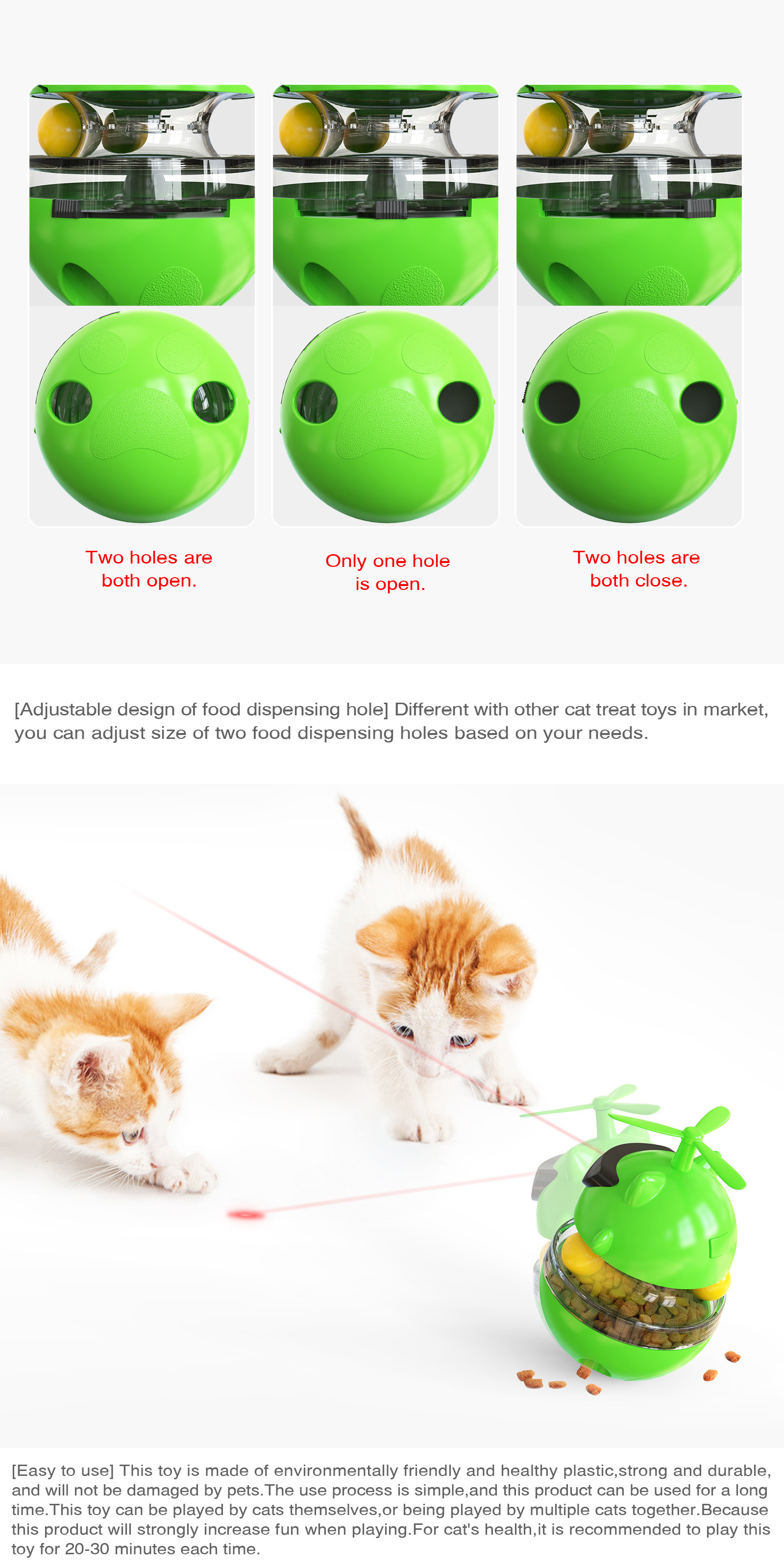 Cat Tumbler Interactive Pet Toys Laser Light USB Charging ODM 512g