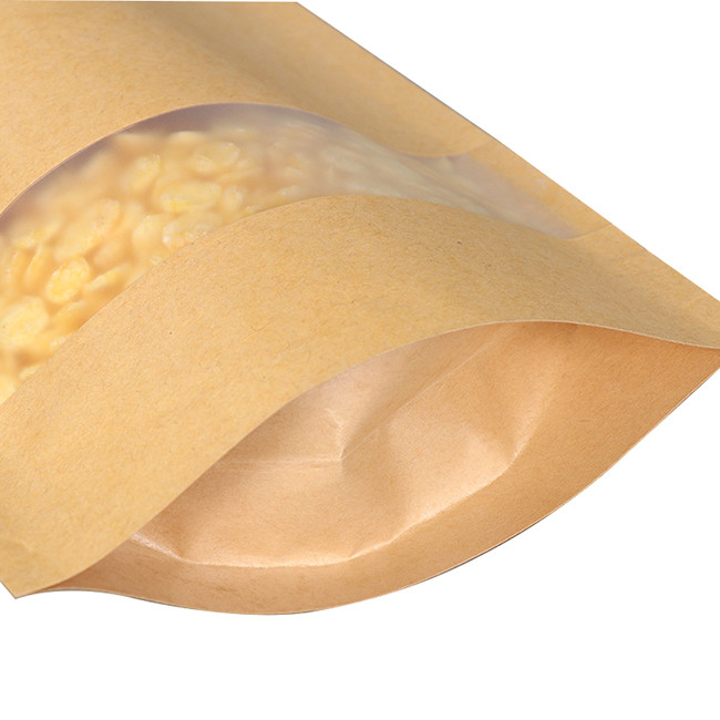 Doy Pack Food Packaging Bags Waterproof Kraft Paper Stand Up Ziplock Pouch
