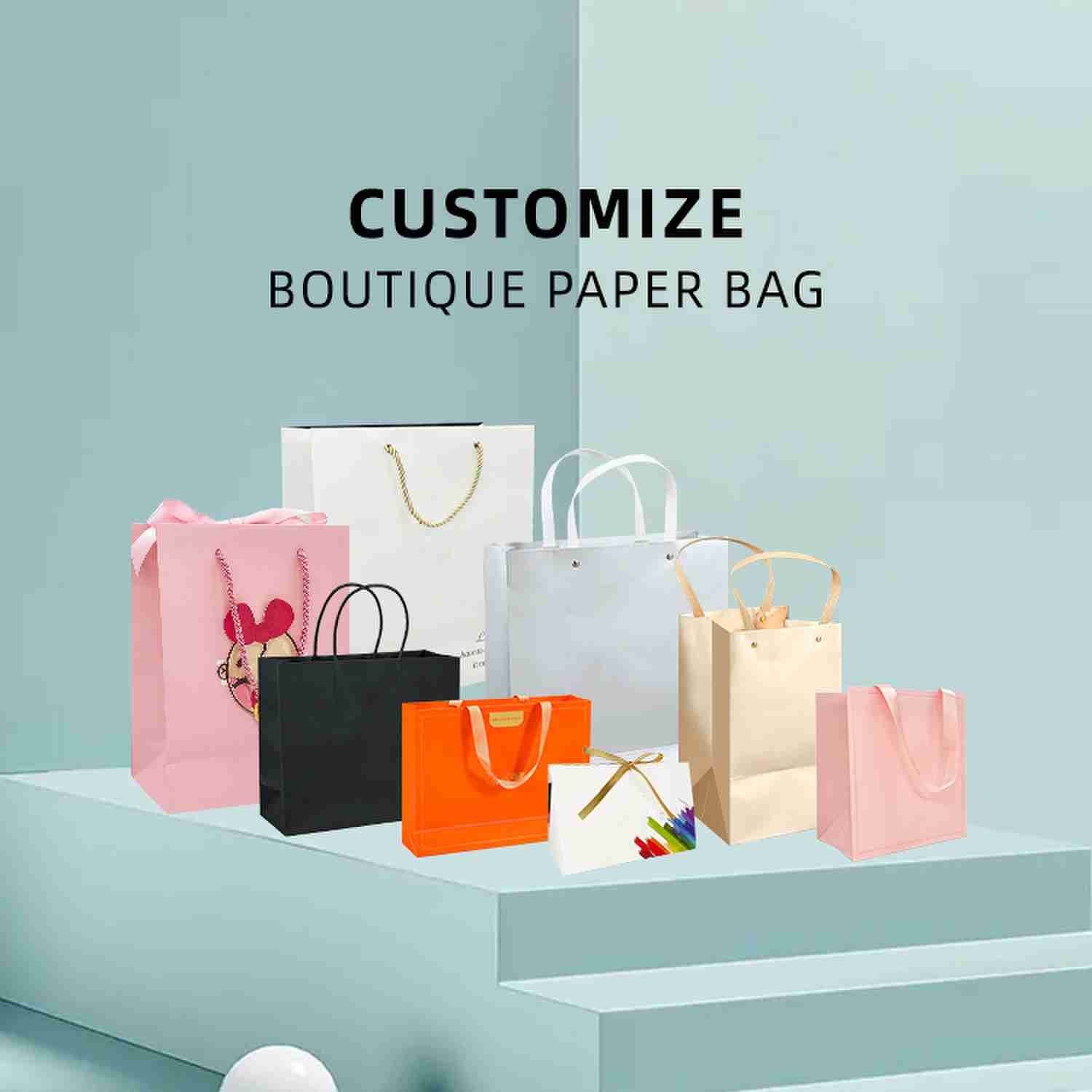 350gsm Cardboard Thank You Bulk Black Paper Bags Medium White Gift Bags for Jewelry