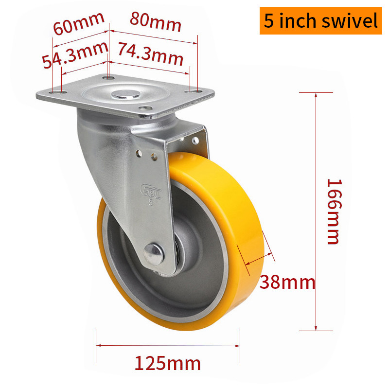 EDL‌ Medium Duty 5inch Aluminum Caster Plate by Rigid , Swivel and Brake Type 300kg 665P-86A