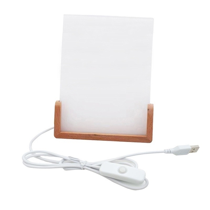 U Shaped Wooden Base Sublimation Acrylic Photo Frame LED For Sublimation Coating