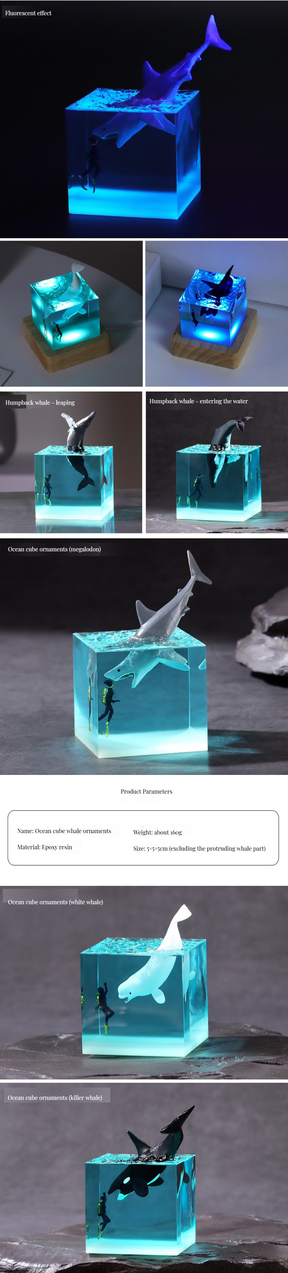 Direct Ocean Night Lamp Resin Atmosphere Table Light for Kids' Bedroom Made of BAMBOO