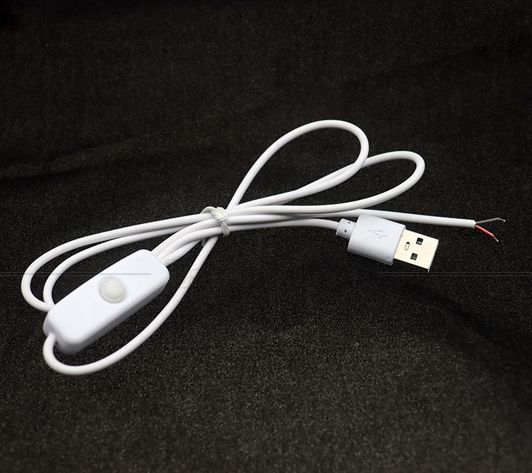 High Quality 5V USB to Open Tinned Wires ON OFF 501 Push Switch Button Power Extension Cable for Christmas Led Light Strip Lamp