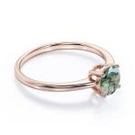 Hexagon Moss Agate Ring with As Gift Engagement Women Ring