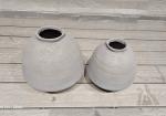 Hand Carved Round Vintage Fiber Clay Planter With Classic Vintage Finishing