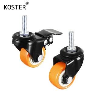 Quality Orange Plastic Furniture Castor Wheel with Brake 21mm/25mm/32mm Thickness wholesale