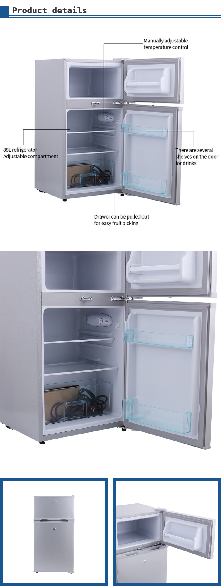 Portable Armrest Refrigerator 12v DC Compressor Camping Fridge with 88l Capacity