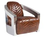 Aviator Retro Leather Chair With Stainless Steel Arms