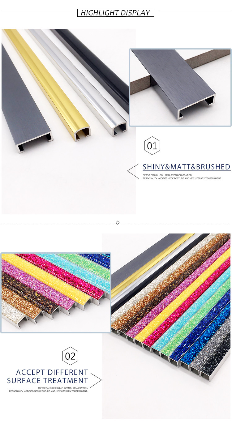 20mm Listello Tile Trim Aluminum Profile Listello Bright Gold Color 2 Metres