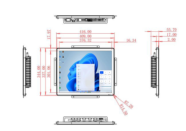 19-Inch Windows Screen for Transportation Systems and Access Control Panels