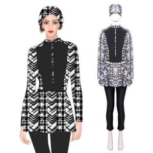 Quality Digital Print Muslim Swimsuit Three Piece Islamic Burkini Swimsuit Polyamide With Cap Pant wholesale