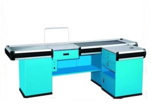 Quality Custom Motored Supermarket Conveyor Belt Checkout Counter With Stainless Steel Powder Coating Surface wholesale