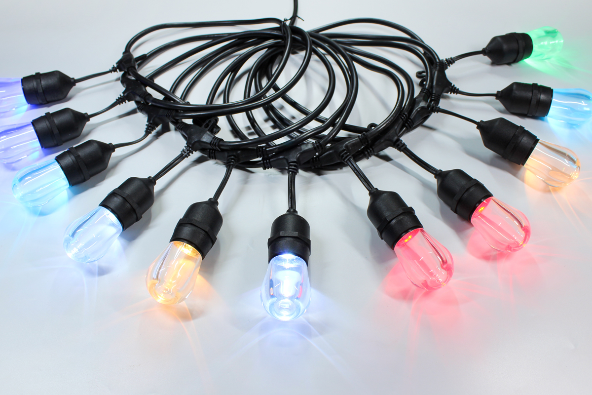 RGBW LED Lights Smart String Lights Christmas IP65 Outdoor 2.4GHz Wi-Fi App Alexa Controlled 24ft 12 LEDs Festoon Lighting