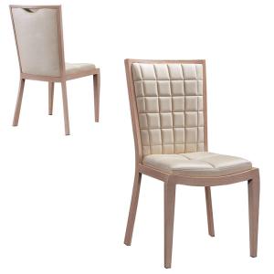 Quality YLX-8017 Aluminium or Steel Wood Paper Tube with Beige PU Leather Dining Chair wholesale
