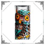 Hand Drawing Owl Perc Glass Water Pipe 50 X 7mm Perc Glass Smoking Tubes