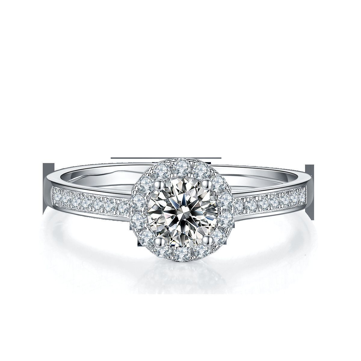 Main Stone Round Pattern Cut 9k Moissanite 925 Silver Women Ring