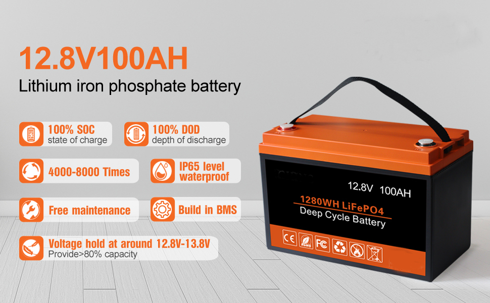 LFP Solar Energy Storage Battery 100AH 12V Rechargeable Lithium Battery BMS