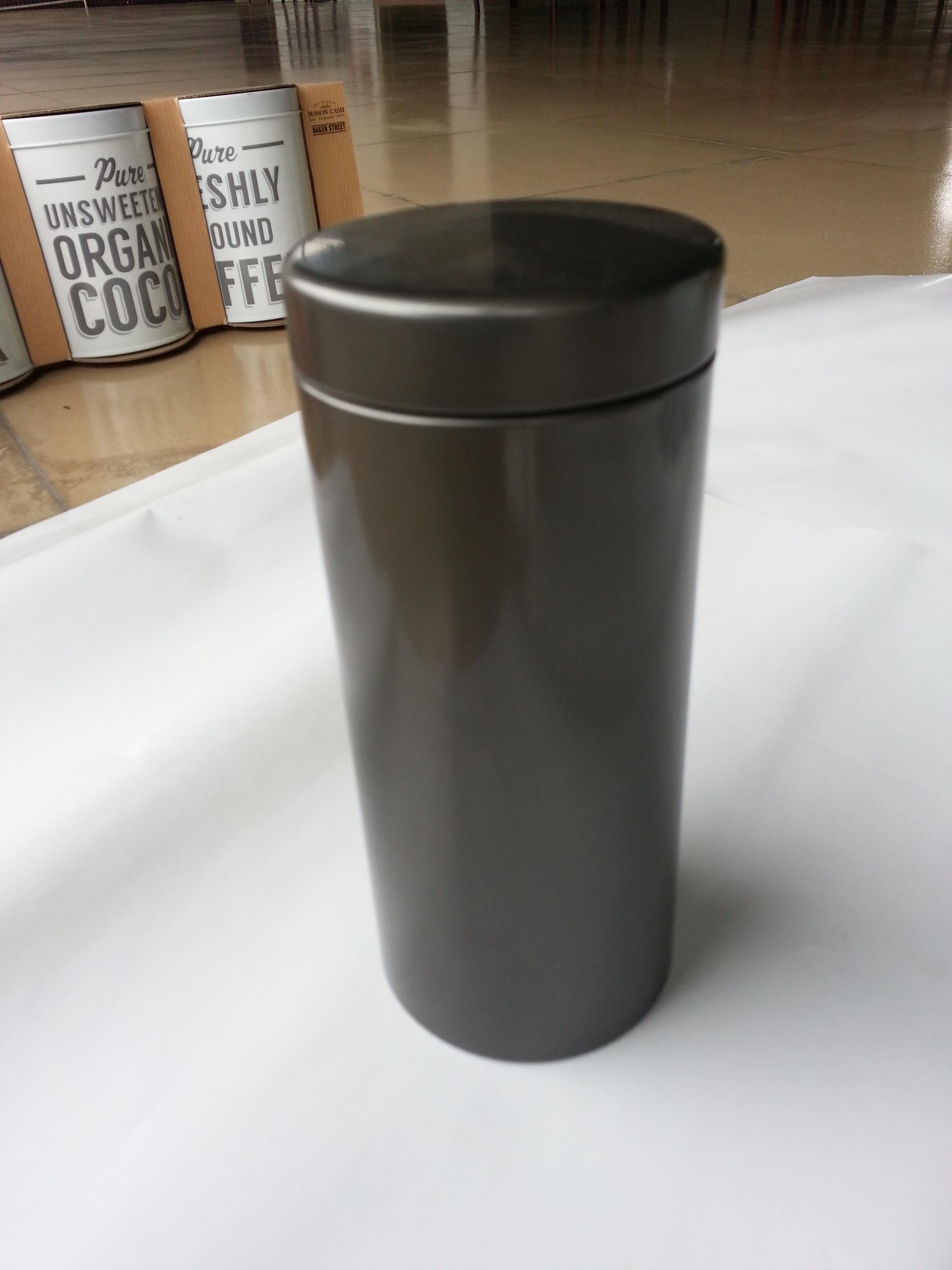 Black Color Printed TinTea Canister Box Glossy With Plastic Insert Inside