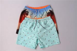 Quality Contrast Color Waistband Hawaiian Print Swim Trunks With Mesh Brief wholesale