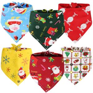 Quality Dog Christmas Cotton Printed Pet Scarf Dress Up Triangle Saliva Towel Cat Bib Decoration wholesale
