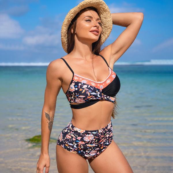 Floral Strapless Sexy Bikini For Vacation Perfect For Beach Party Lady'S Fashion