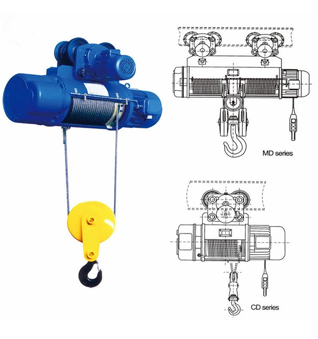 Material Lifting Suspending Electric Hoist 1000kg Mini Wire Rope Hoist