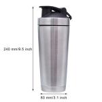 Stainless Steel Protein Shaker Bottle, 27.0 Fl Oz, Insulated, Leak Proof, BPA
