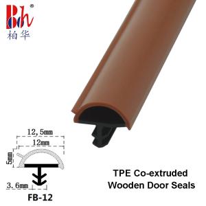 Quality D Shape Wooden Door Co Extrusion Weatherstripings Sealing Strips Teak Color 12*5mm wholesale