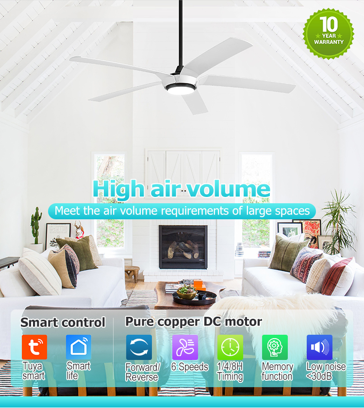 Remote Control Switch 65 Inches LED Ceiling Fan with 5 ABS Blades and Dimmer Support
