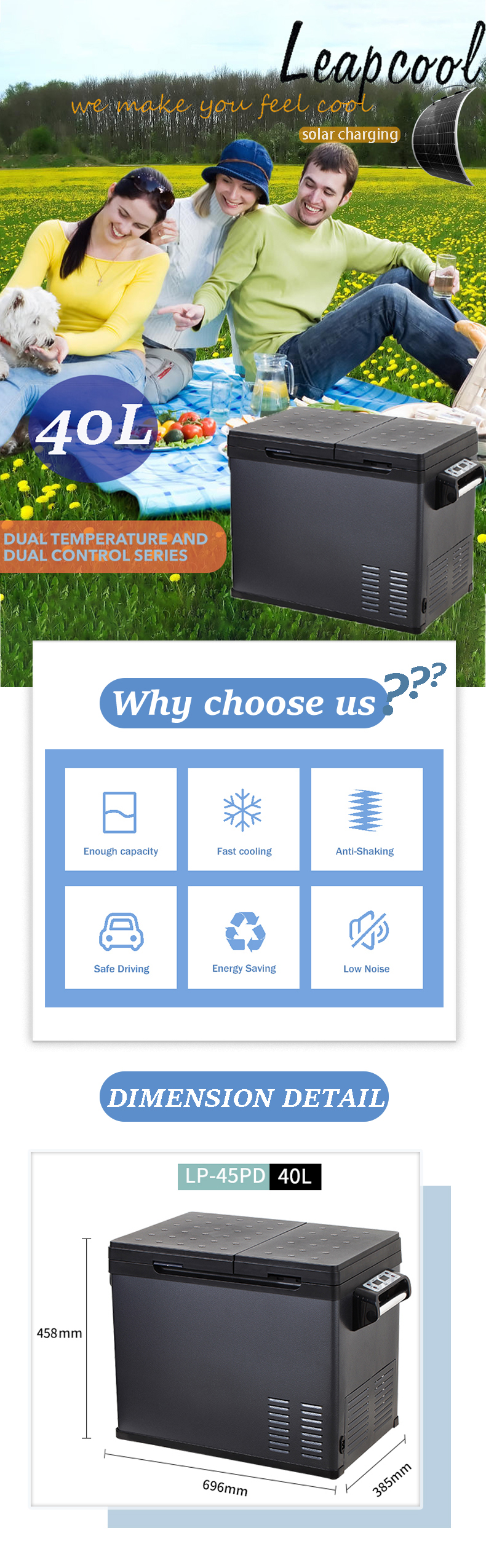 40L Portable Car Refrigerator with Dual Temperature Control and R134a Refrigerant
