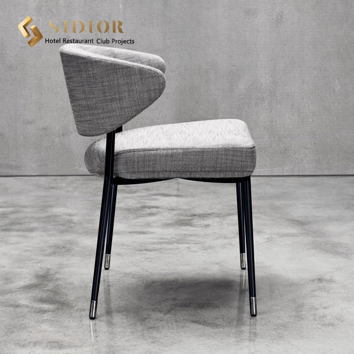 Fabric Upholstery Dinning Chair, Hotel Dinning Chair, Restaurant Dinning Chair, High Density Foam, Stainless Steel Legs