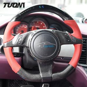 Quality LED Red Leather Porsche Carbon Fiber Steering Wheel Sport Design 350mm wholesale