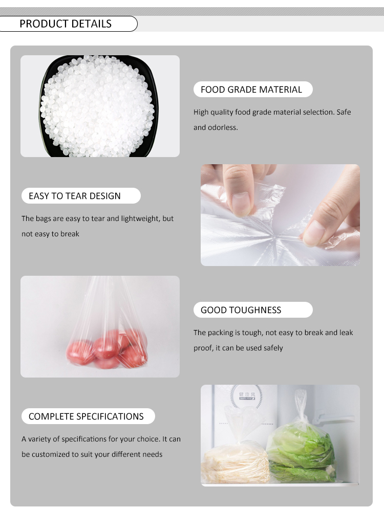 HDPE Fruit And Veg Bags On A Roll For Bakery Snack Grocery Bags 5-40 Mic Thickness