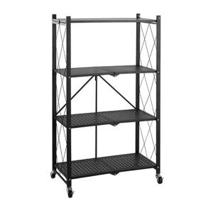 Quality Black 4 Layer Folding Mobile Steel Shelving Unit Paint Spraying wholesale