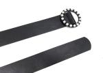 Black Women's Fashion Leather Belts With Round Pearl Buckle 4.5cm Width