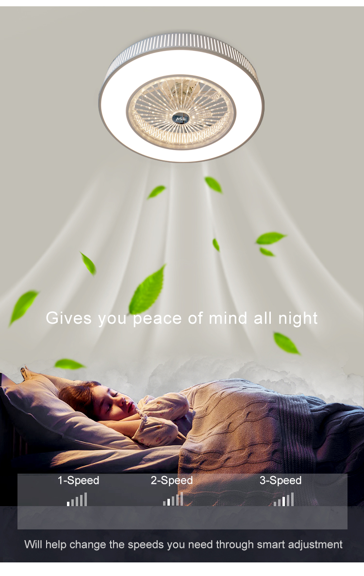 White Finish 20" Ceiling Fan with Dimmable LED Light and ABS Blades Modern Design