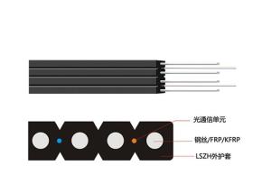 Quality FTTH Double-fly Indoor Drop Cable FRP/KFRP Strength Member Optical Fiber Cable wholesale
