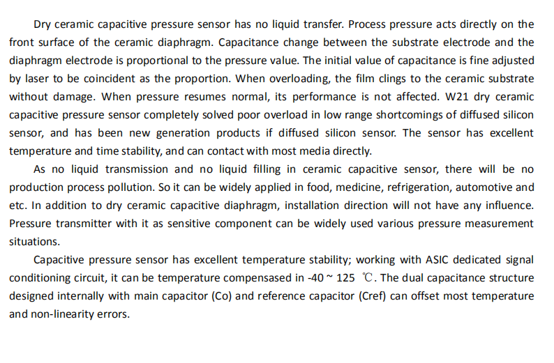 3.3V Miniature Pressure Sensors , Ceramic Fuel Pressure Transducer 0.05-10Mpa